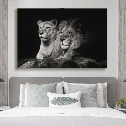 Lion Couple Picture Black and White