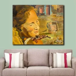 Portrait of Gala with Two Lamb Chops by Salvador Dalí Printed on Canvas
