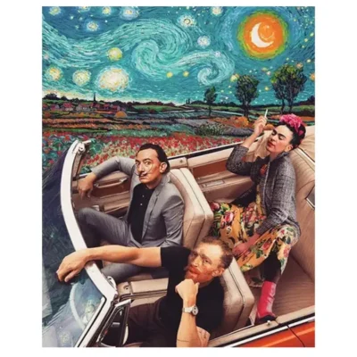 Van Gogh and Friends Funny Abstract Art Printed on Canvas - Image 4
