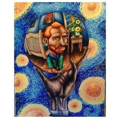 Van Gogh and Friends Funny Abstract Art Printed on Canvas - Image 8