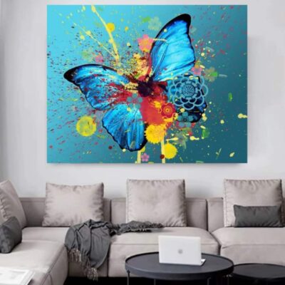Abstract Butterflies Graffiti Painting Printed on Canvas