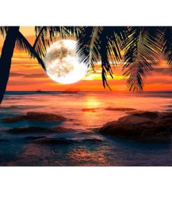 Abstract Sunset and Moon Artwork A