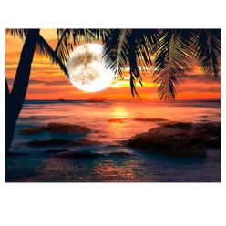 Abstract Sunset and Moon Artwork A