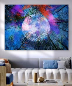 Abstract Sunset and Moon Artwork Picture Printed on Canvas 2