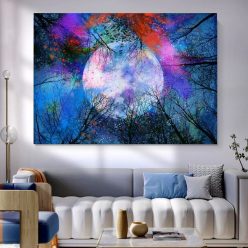 Abstract Sunset and Moon Artwork Picture Printed on Canvas 2