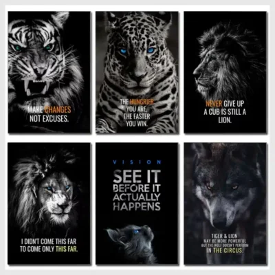 Animal Motivation Wall Art Printed on Canvas