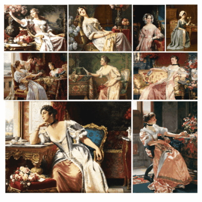 Beautiful Women Classical Paintings Printed on Canvas