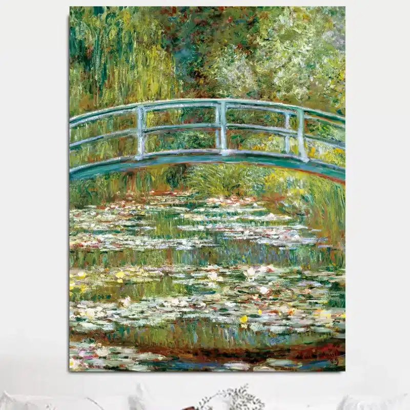 Bridge Over a Pond of Water Lilies by Claude Monet Printed on Canvas