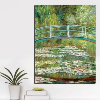 Bridge Over a Pond of Water Lilies by Claude Monet Printed on Canvas