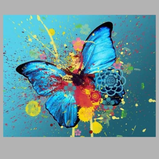 Abstract Butterflies Graffiti Painting Printed on Canvas - Image 3