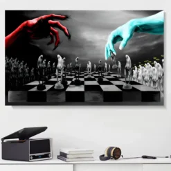 Chess Good vs Evil Players Artwork Printed on Canvas