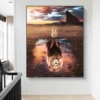 Cool Big Lion Cub Artwork Painting Printed on Canvas
