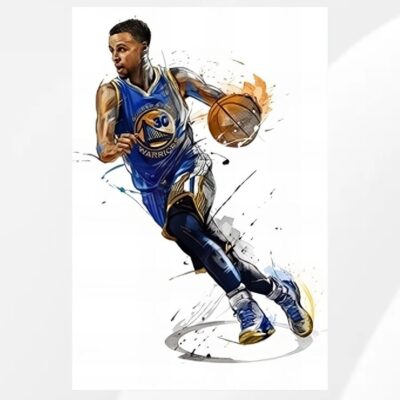 Famous Basketballs Stars Paintings Printed on Canvas - Image 3
