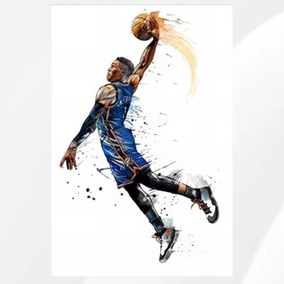 Famous Basketballs Stars Paintings Printed on Canvas - Image 4