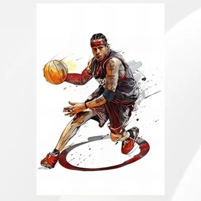 Famous Basketballs Stars Paintings Printed on Canvas - Image 5