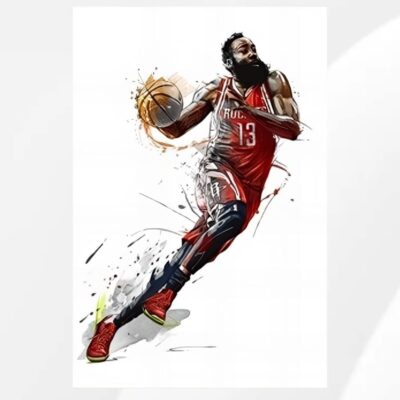 Famous Basketballs Stars Paintings Printed on Canvas - Image 7