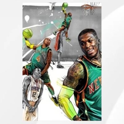 Famous Basketballs Stars Paintings Printed on Canvas - Image 9