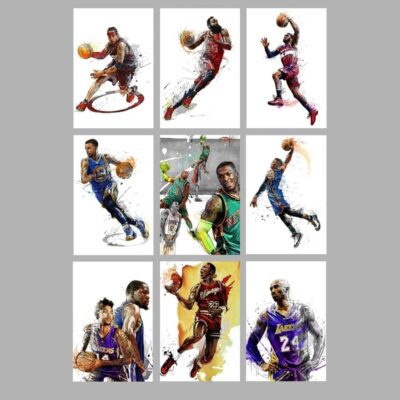 Famous Basketballs Stars Paintings Printed on Canvas