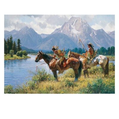 Native Americans on Horse Abstract Oil Paintings Printed on Canvas - Image 3