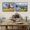 Native Americans on Horse Abstract Oil Paintings Printed on Canvas