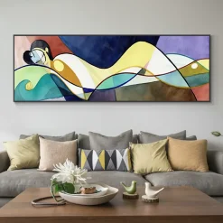 Sleeping Woman Abstract Painting Printed on Canvas