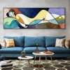 Sleeping Woman Abstract Painting Printed on Canvas