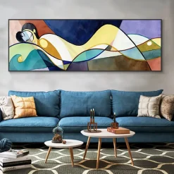 Sleeping Woman Abstract Painting Printed on Canvas