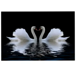 Swans in Love On Water Artwork Printed on Canvas - Image 3