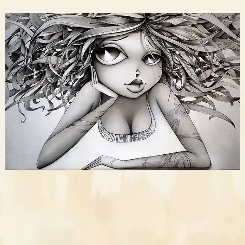 Abstract Girl Wall Art Painting Printed on Canvas