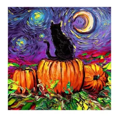 Animal in Starry Night Abstract Graffiti Printed on Canvas - Image 2