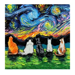 Animal in Starry Night Abstract Graffiti Printed on Canvas - Image 3