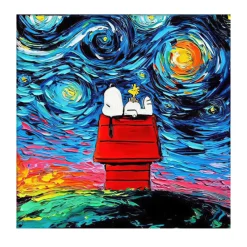 Animal in Starry Night Abstract Graffiti Printed on Canvas - Image 5
