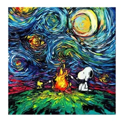 Animal in Starry Night Abstract Graffiti Printed on Canvas - Image 6