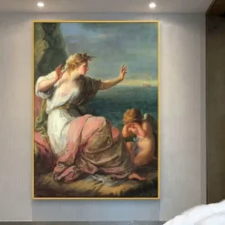 Ariadne Left on The Island of Naxos by Angelica Kauffmann Printed on Canvas