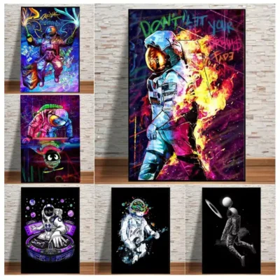 Astronaut Graffiti Wall Art Printed on Canvas