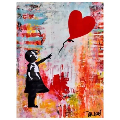 Abstract Banksy Graffiti Paintings Printed on Canvas - Image 2