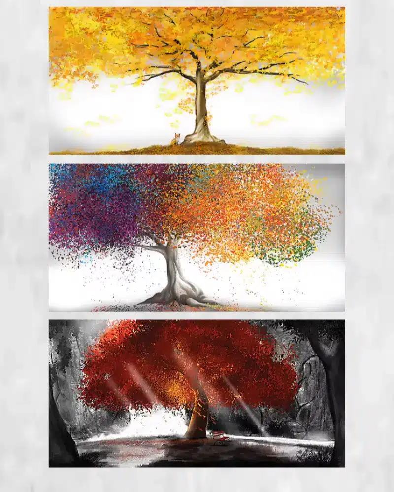 Colorful Tree Abstract Oil Paintings Printed on Canvas