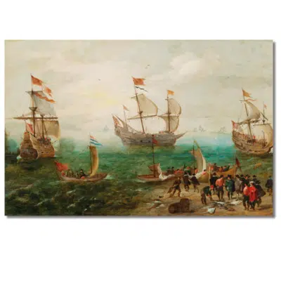 Cornelis Verbeeck 1625 Marine With Three Large Sailing Ships
