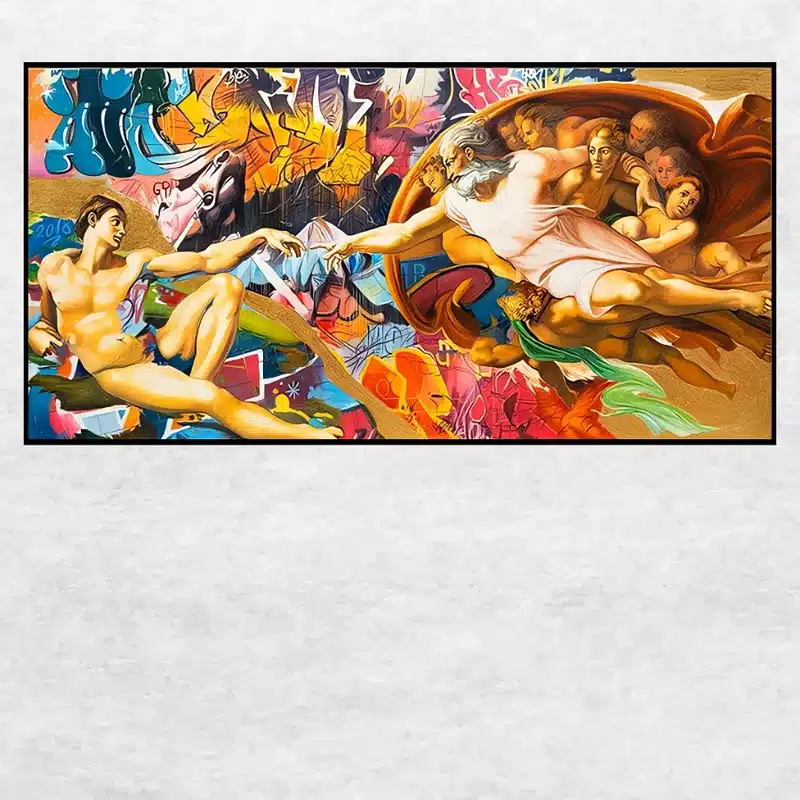 Creation of Adam Graffiti Wall Art Printed on Canvas