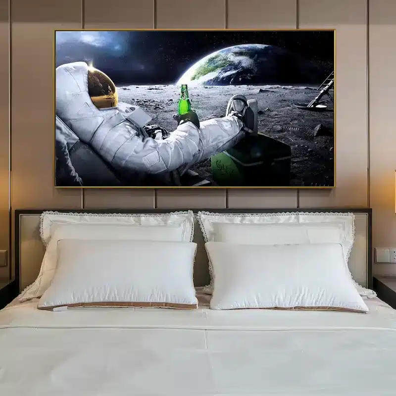 Danish Astronaut On The Moon Artwork Printed on Canvas