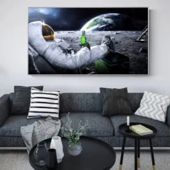 Danish Astronaut On The Moon Artwork Printed on Canvas