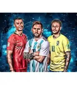 Football Players Wall Art Ronaldo, Messi & Neymar
