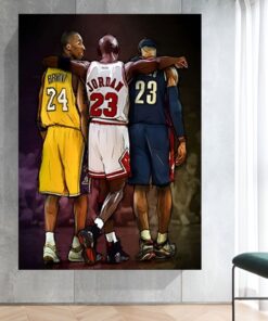 Kobe Bryant Michael Jordan & LeBron James Artwork Printed on Canvas