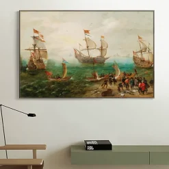 Marine With Three Large Sailing Ships by Cornelis Verbeeck c. 1625