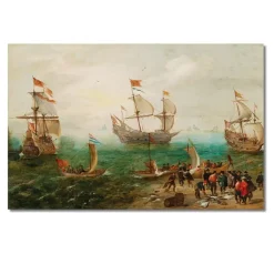 Marine With Three Large Sailing Ships by Cornelis Verbeeck c.1625