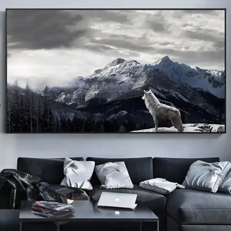 Mountain Wolf Artwork Printed on Canvas