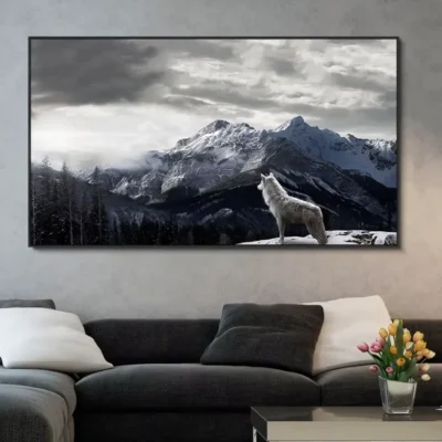 Mountain Wolf Artwork Printed on Canvas