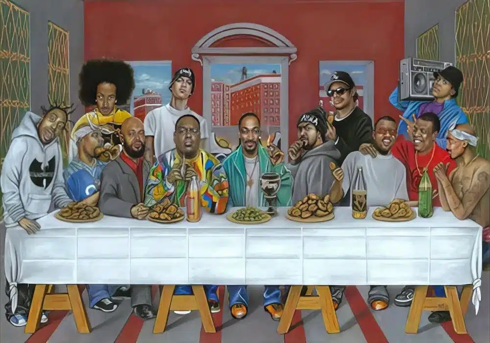 Pop Rock and Rappers Musicians at the Last Supper Printed on Canvas