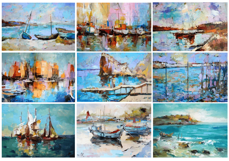Sailboats Beautiful Abstract Oil Paintings Printed on Canvas