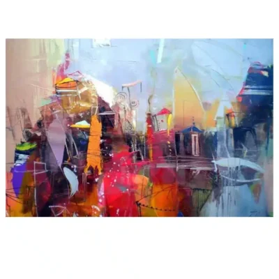 Sailboats Beautiful Abstract Oil Paintings Printed on Canvas - Image 3